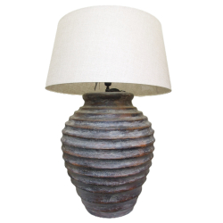 Lampa ceramiczna prążkowana Rustykalna z abażurem 90cm